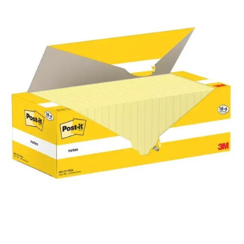Cf. 18+6pz blocco 100fg.Post-itÂ® Notes 76x127mm 655-CY-VP24 giallo Canary